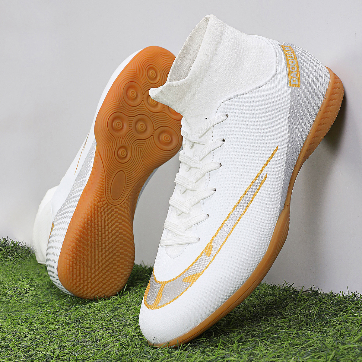 2150P-High-Cut Flat-Sole Lace-Up Soccer Cleats Sizes 35-45 — 3