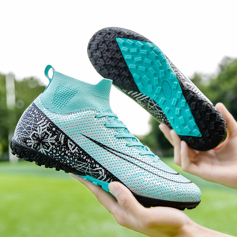 1160S-High-Cut TF Turf Soccer Shoes with PU Upper, Sizes 28-46 — 2