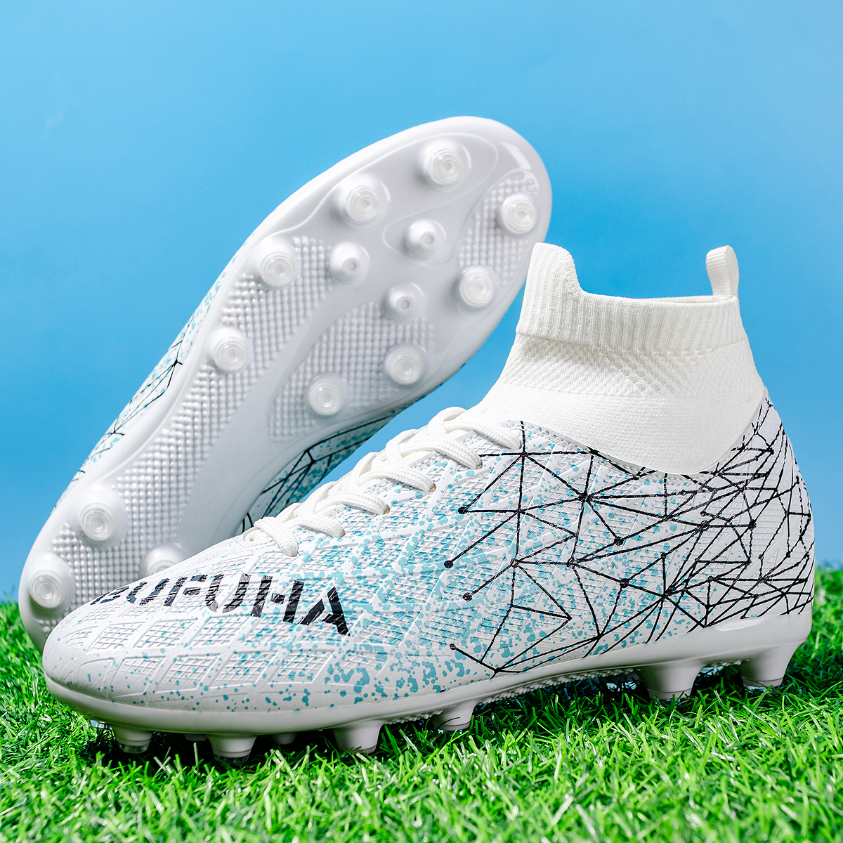 190C-High-Cut Lace-Up Long Stud Soccer Cleats Sizes 35-45 — 4