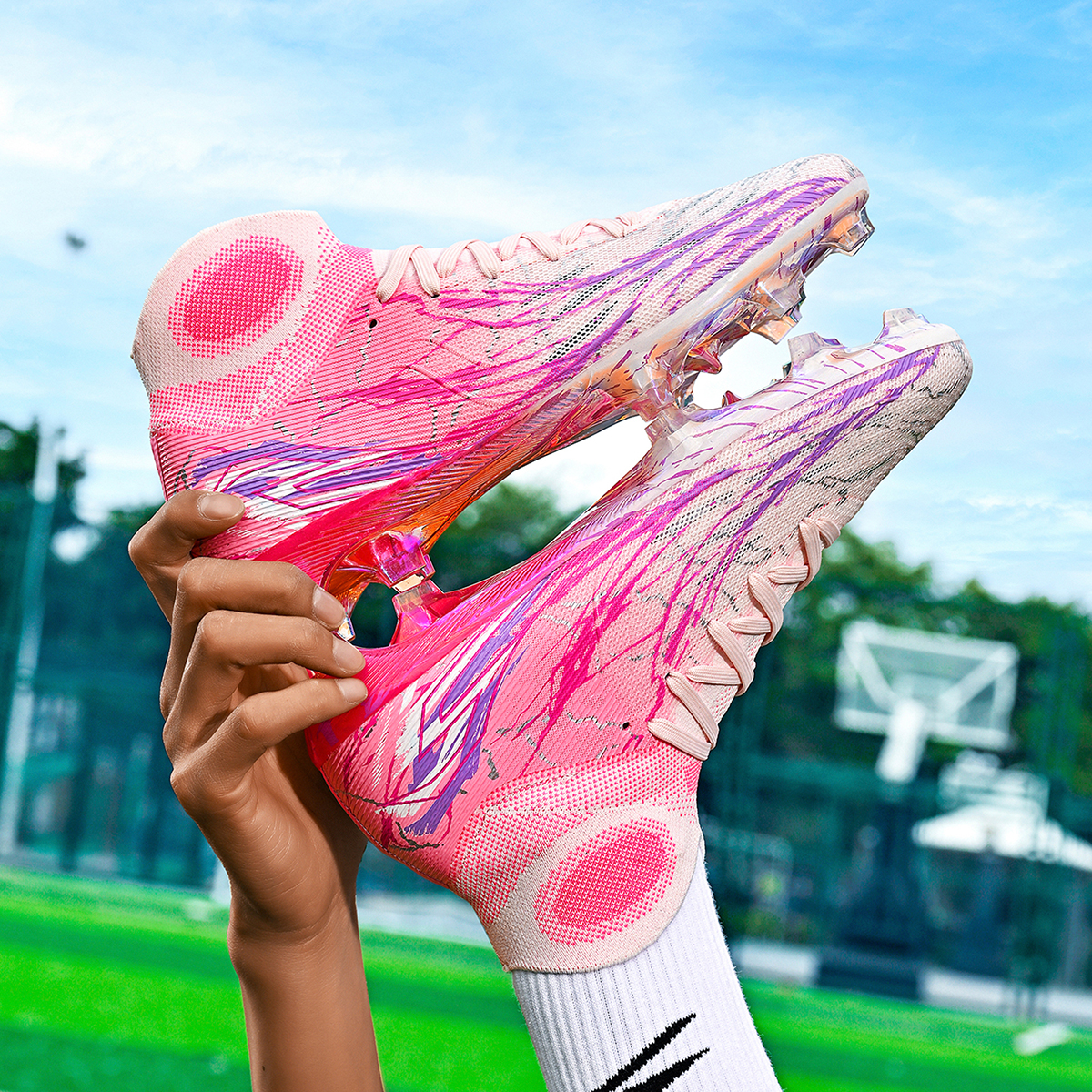 308J035-Holographic Gold Sole Soccer Cleats Sizes 35-45 — 7