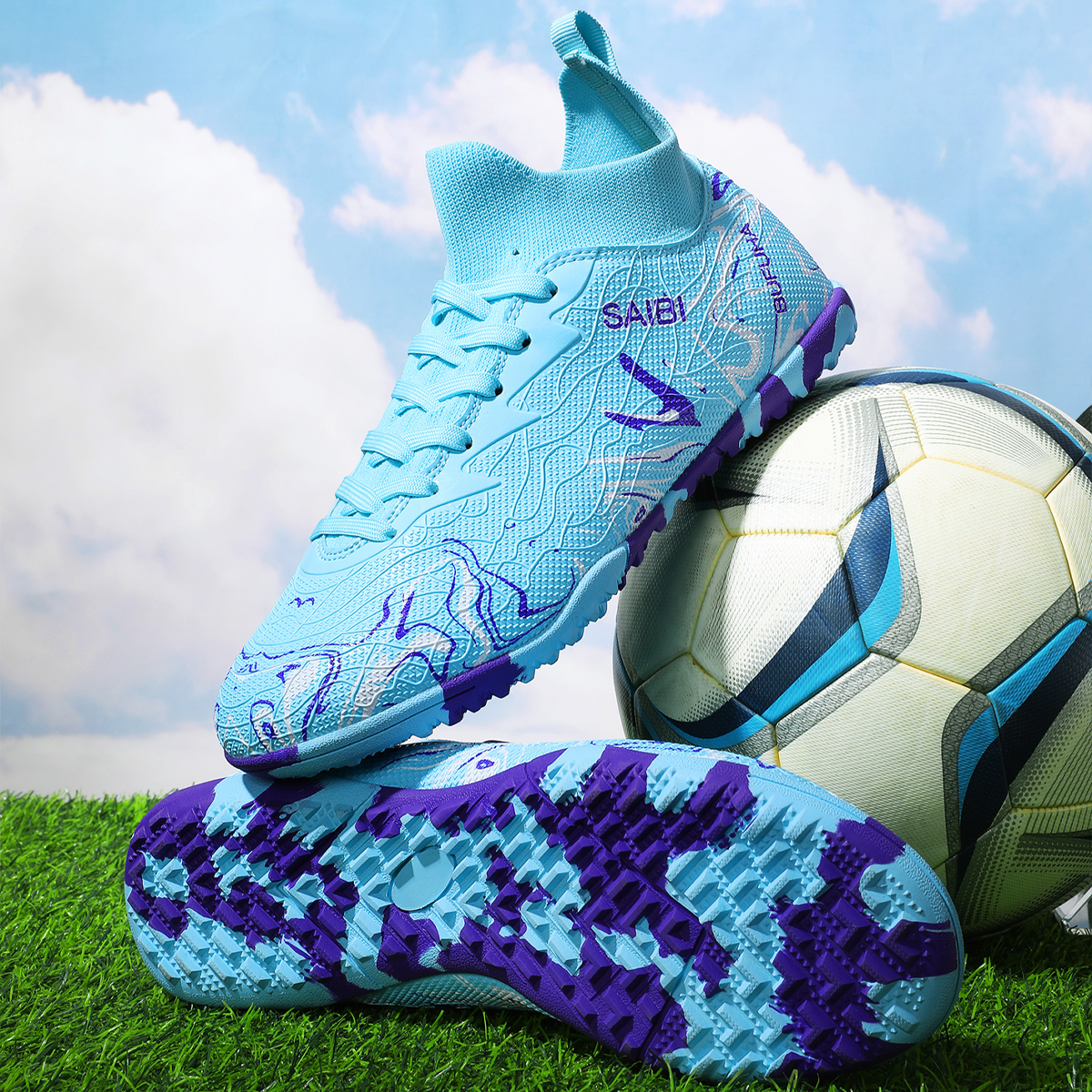 8010S-Stock High Top TF Football Shoes,EU Sizes 39-45 — 4